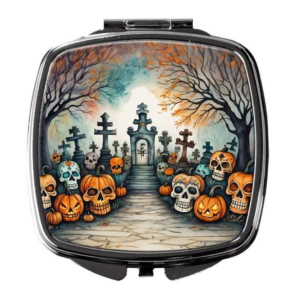 Calaveras Sugar Skulls Spooky Halloween Compact Mirror 2.75 in x 3 in