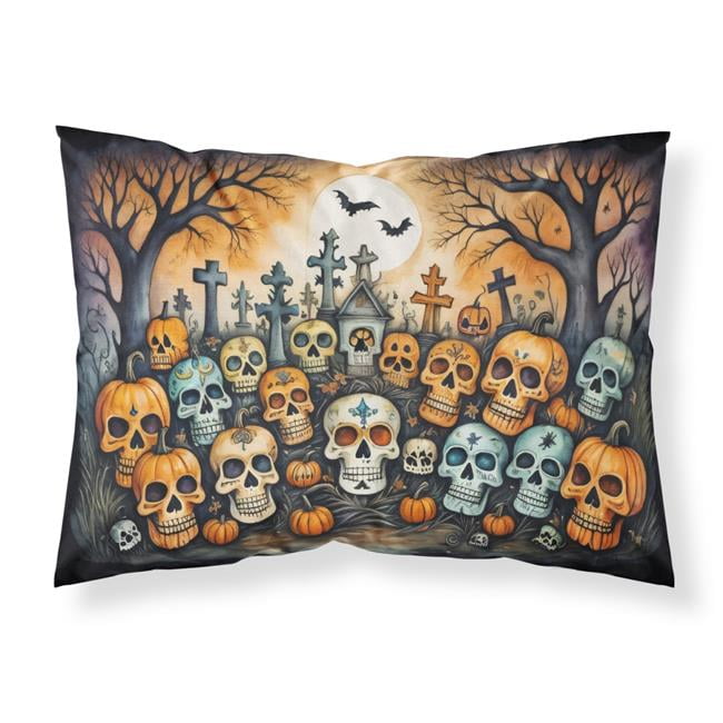 Calaveras Sugar Skulls Spooky Halloween Fabric Standard Pillowcase 30 in x 20.5 in