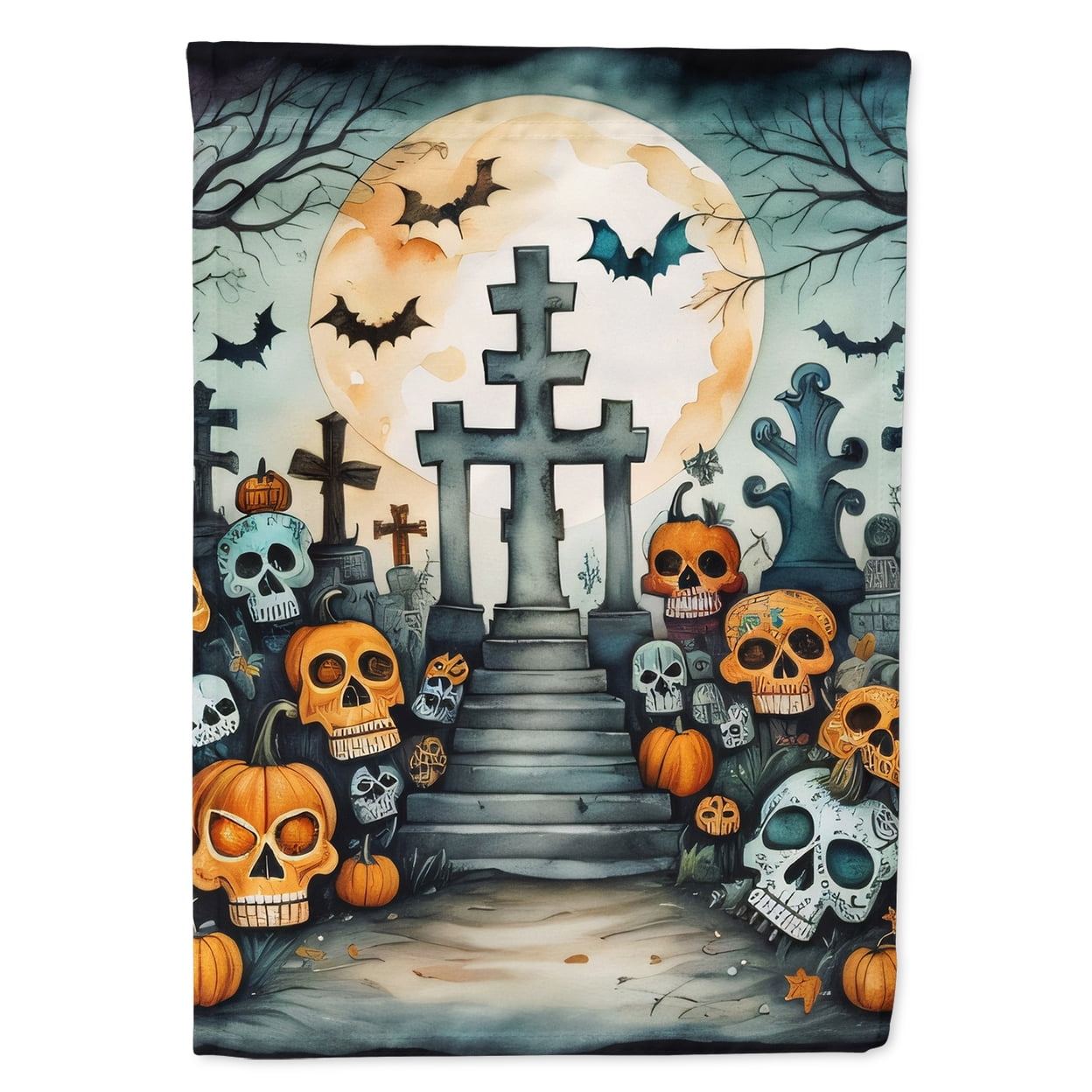 Calaveras Sugar Skulls Spooky Halloween House Flag 28 in x 40 in