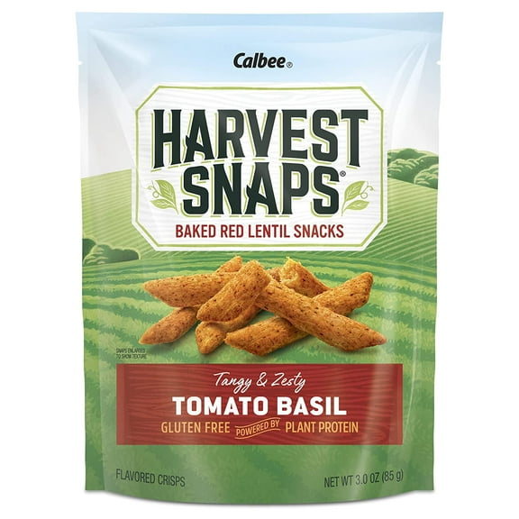 Calbee Gluten Free Lentil Snaps Harvest Snaps Tomato Basil 3 oz Pack of 3