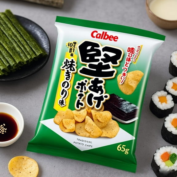 Calbee Hard-Fried Potato Chips Roasted Seaweed 65g  Made in JAPAN - Tokyo Sakura Mall