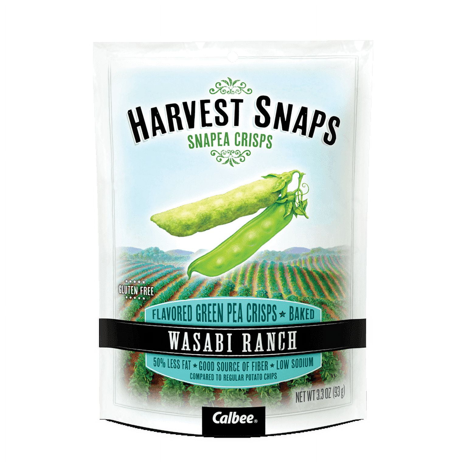 Harvest Snaps Baked Green Pea Snacks Zippy and Creamy Wasabi Ranch Gluten Free Plant Protein Flavored Crisp Party Snack Gifts on Birthdays