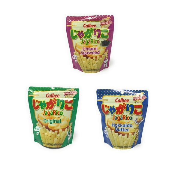 Calbee JagaRico Flavored Potato Snack; 52g; Umami Seaweed/Hokkaido Butter/Original