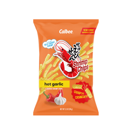 Calbee Shrimp Chips Baked Hot Garlic Flavored Shrimp Chips 3.3oz Bag