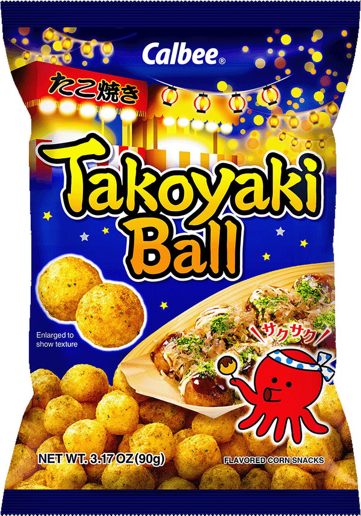 Calbee Authentic Japanese Takoyaki Ball Snacks - Crunchy, Sweet, Savory