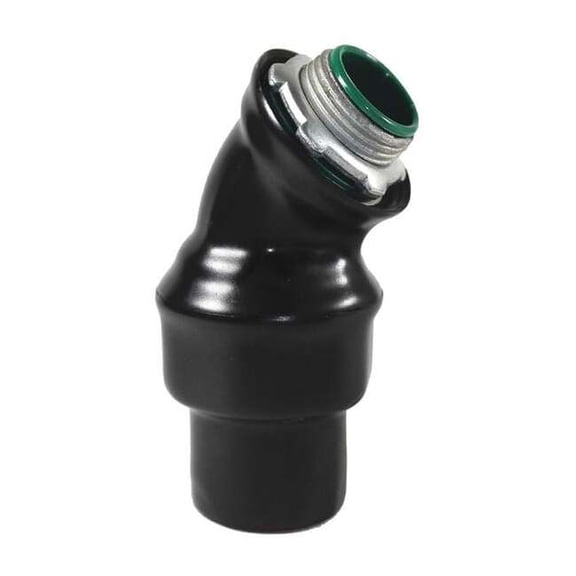 Conduit Fitting Connector, 1/2 in, Liquid-Tight, Steel, PVC Coated, Black