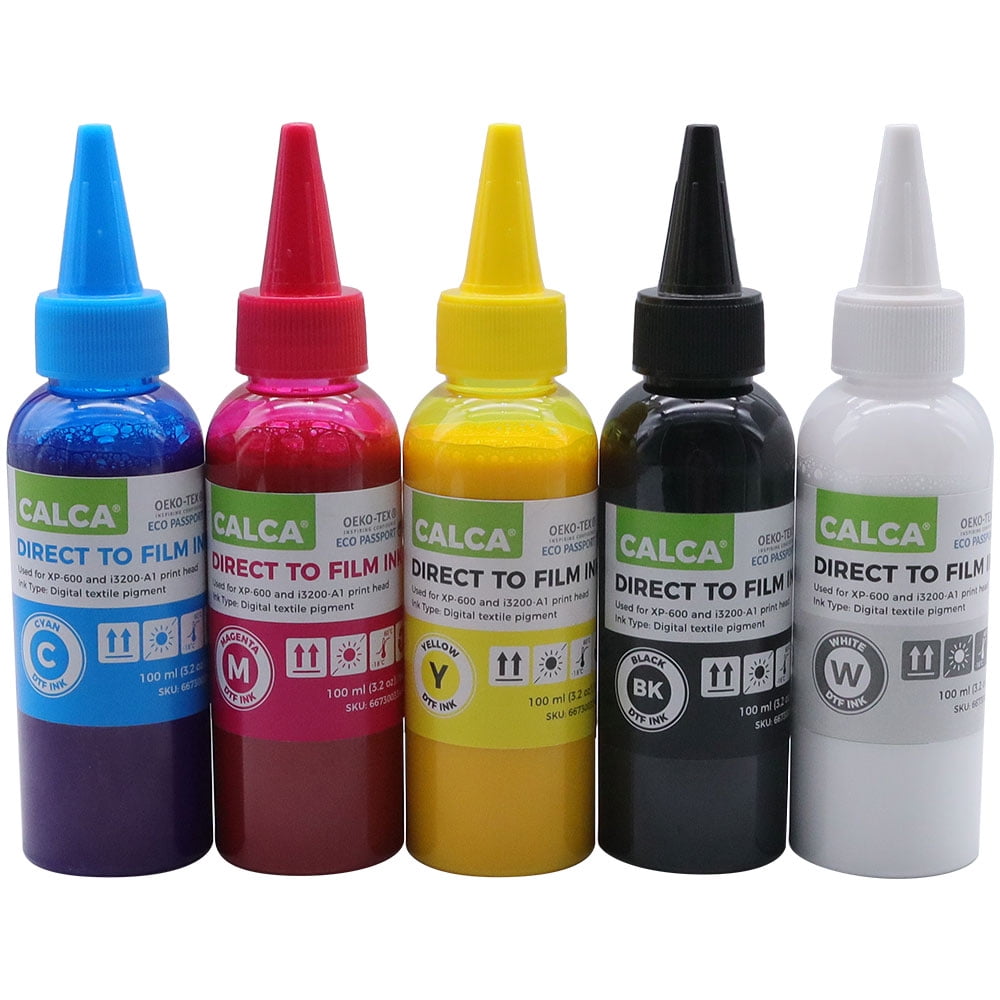 Calca 100ml DTF Inks 5 Bottles ( C m y k w ) Direct to Transfer Film Ink
