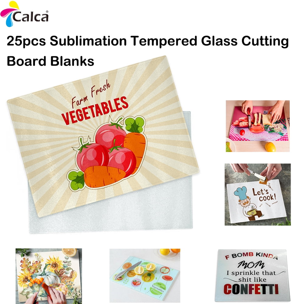 Vesub 4 Pcs Sublimation Glass Cutting Boards Blanks,φ11.8 inch Round Glass Cutting Boards with Rubber Feet for Kitchen,Scratch Heat Resistant,Non