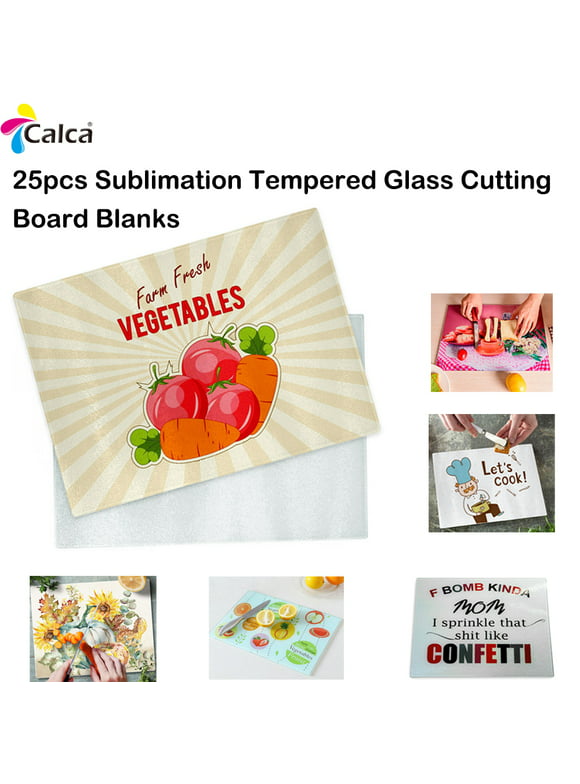 Calca 25 Pack Sublimation Blank Tempered Glass Cutting Board 11" x 7.9" with White Coating Rough
