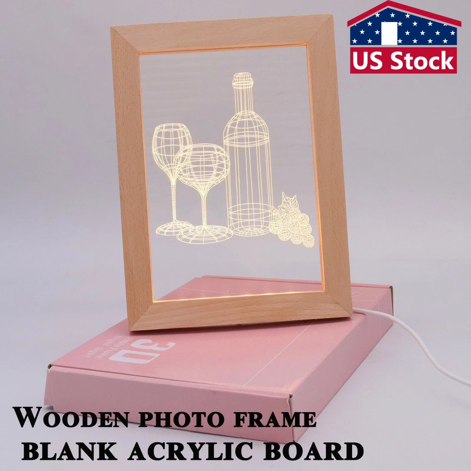 Calca 3D Led Photo Frame Wood Photo Frame Wooden Photo Frame Blank ...