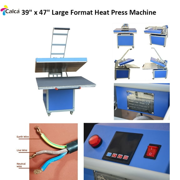 Calca Large Format Heat Press Machine 39" x 47" Manual Operation Hand Force Textile Thermo Transfer 220V 1P 41A