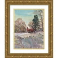 thumbnail image 1 of Calcasola, Stephen 12x14 Gold Ornate Wood Framed with Double Matting Museum Art Print Titled - Historic Red Barn in Worthington Massachusetts, 1 of 4