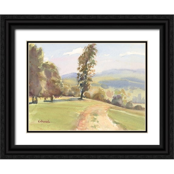 Calcasola, Stephen 14x12 Black Ornate Wood Framed with Double Matting Museum Art Print Titled - Vermont Vista II