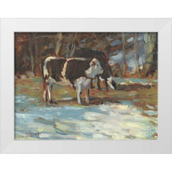 Calcasola, Stephen 24x19 White Modern Wood Framed Museum Art Print Titled - Cows Grazing-Somerset III