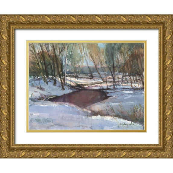 Calcasola, Stephen 32x25 Gold Ornate Wood Framed with Double Matting Museum Art Print Titled - Winters Last Impression