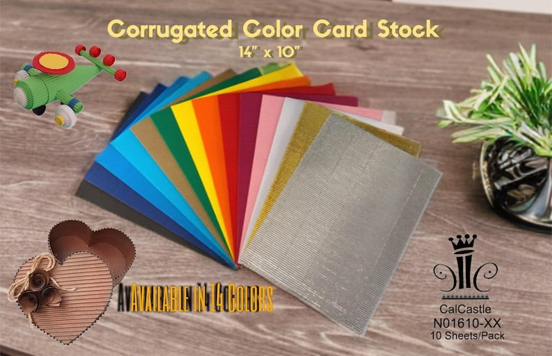 Calcastle Craft Corrugated Cardboard Paper Sheets,Colorful,14