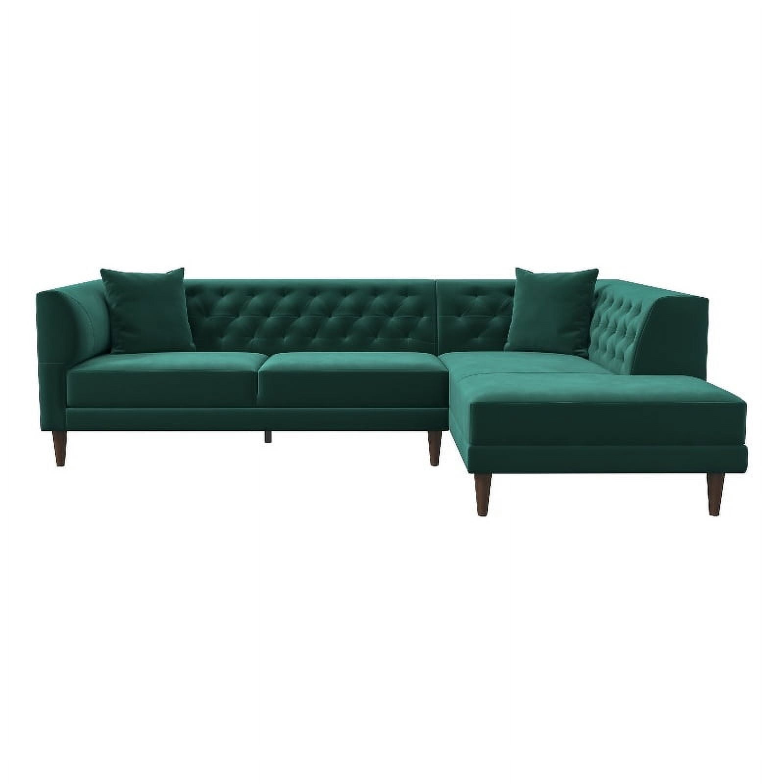 Calcen Modern Living Room Right Sectional Couch in Dark Green