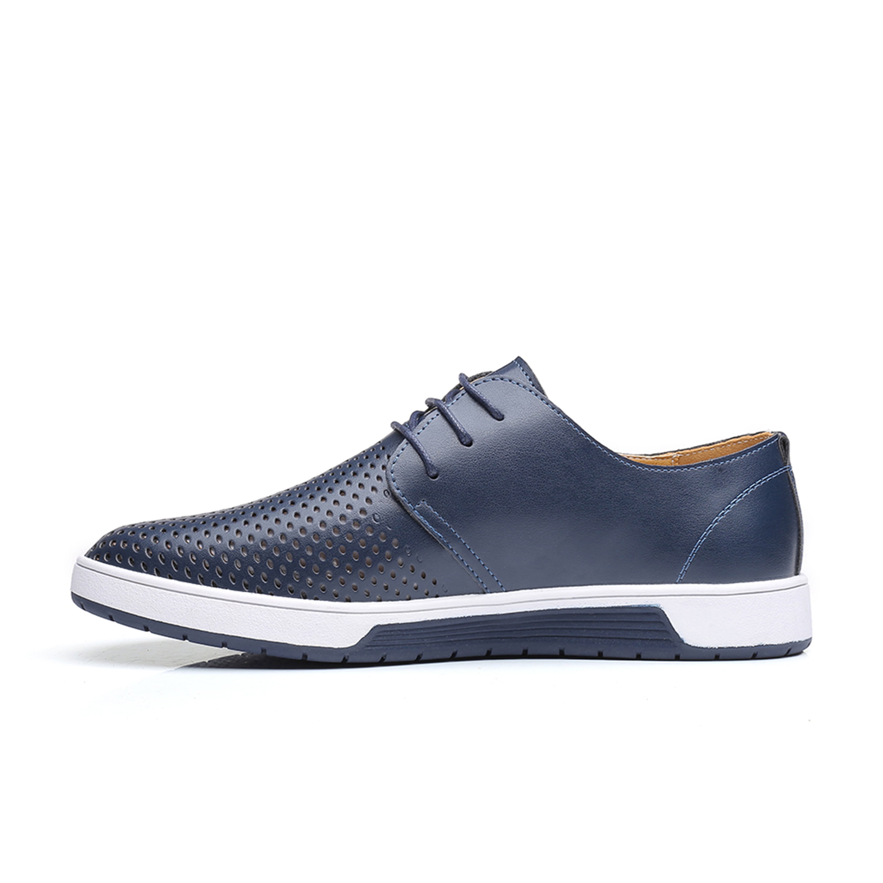 Calceus Mens Summer Breathable Business Leisure Hollow Solid Leather ...
