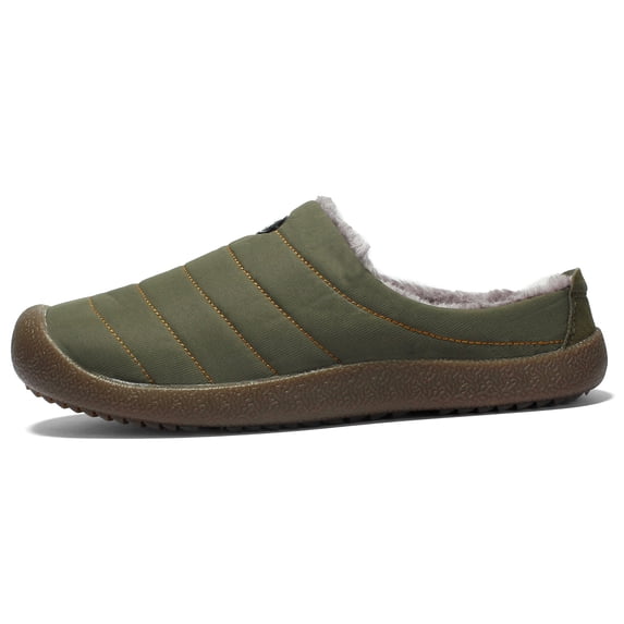 Calceus Mens Womens Comfortable Faux Fur Lined Slippers Anti-Skid Rubber Sole Indoor Outdoor Slippers Green 12
