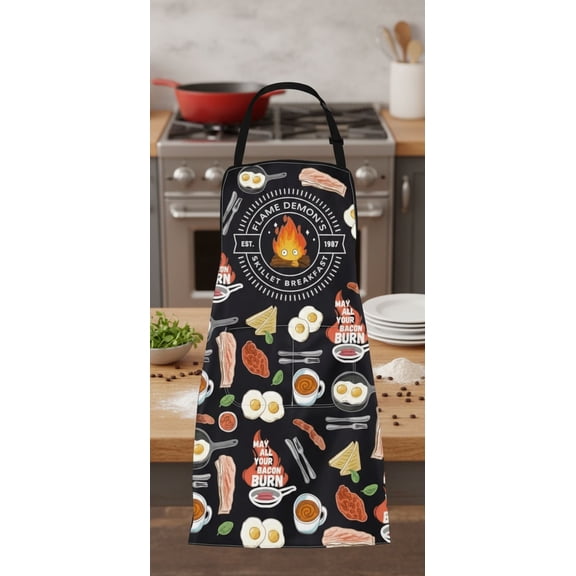 Calcifer Apron Japanese Anime Gifts for Cartoon Lovers Fans Calcifer's Skillet Breakfast Aprons Fire Demon Flame Gift