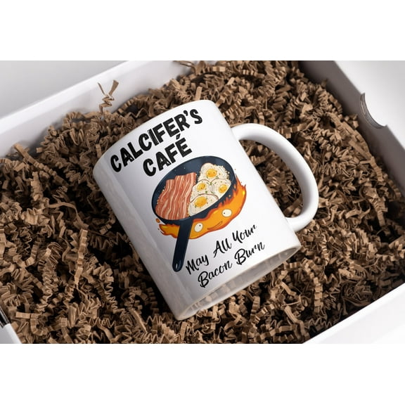 Calcifer Mug | May All Your Bacon Burn | Moving Castle Mug | Inspired Large Mug | Anime Gift Idea