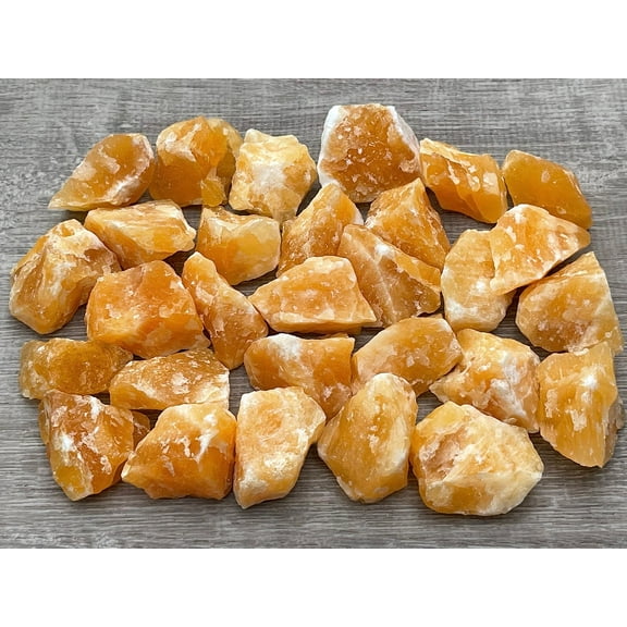 Calcite Rough Natural Stones, Raw Calcite Crystals (Orange Calcite, 0.25 Pound)