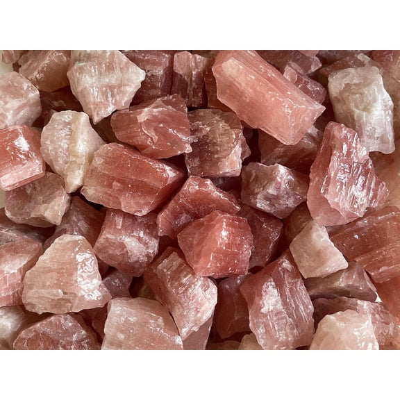 Calcite Rough Natural Stones, Raw Calcite Crystals (Strawberry Calcite, 5 Pounds)