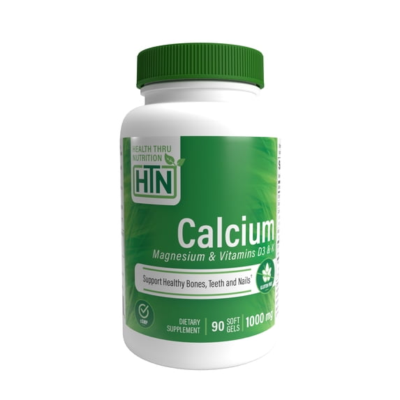 Calcium 1000mg and Magnesium 400mg (90 Softgels) with Vitamin D3 & K by Health Thru Nutrition
