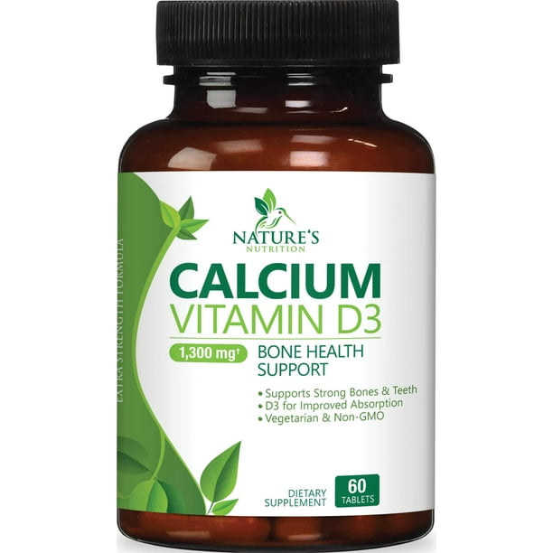 Calcium 1200 mg Plus Vitamin D3, Bone Health & Immune Support Nature's Calcium Supplement with