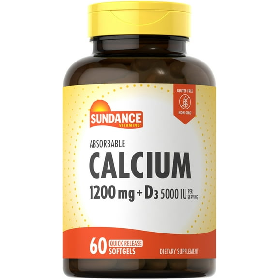 Calcium 1200mg with Vitamin D3 | 60 Absorbable Softgels | by Sundance