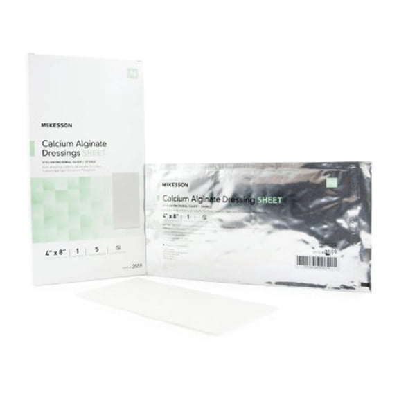 McKesson Calcium Alginate Dressings with Silver, Sterile, 50 Count, 4 x 8 in