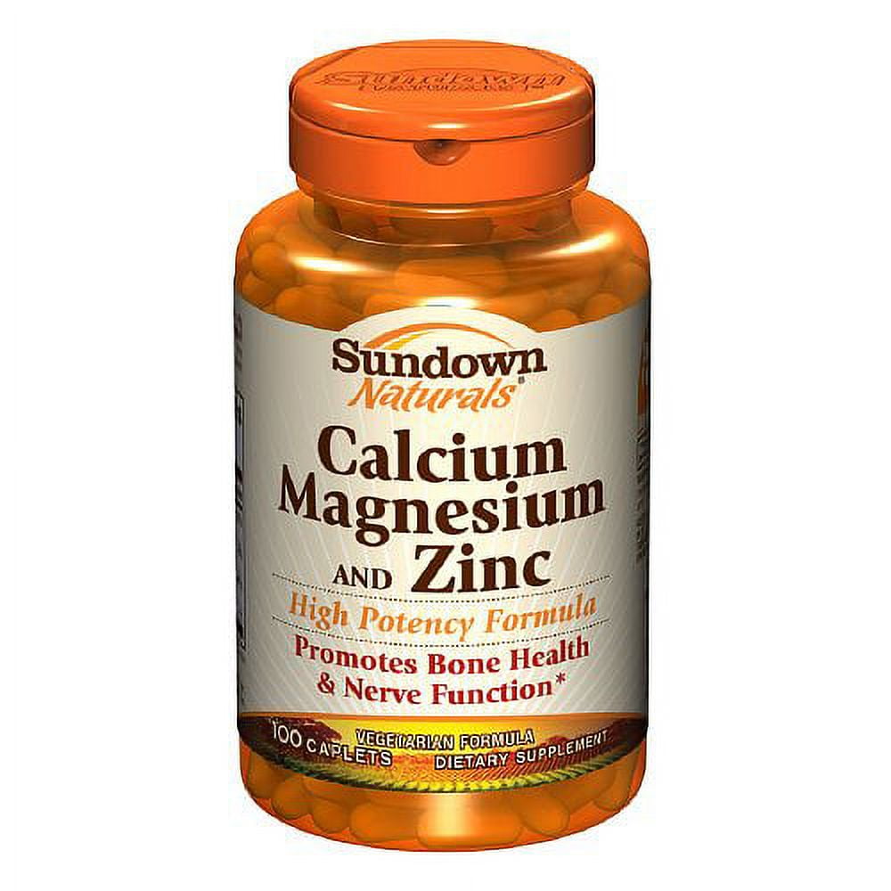 Sundown Naturals Calcium Magnesium Zinc Caplets, 100 Ct (6 Pack