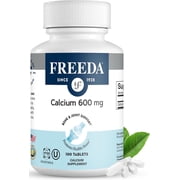 Calcium Carbonate 600 mg by Freeda   High-Potency Daily Calcium Supplement   Vegan, Kosher, Clean-Label Tablets   100 Count