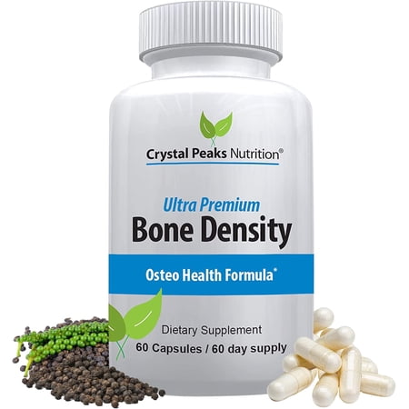 Calcium Carbonate with Vitamin K2 and D3 Cholecalciferol Supplement - Promotes Bone Density, Strength and Health - Crystal Peaks Nutrition. 60 Capsules