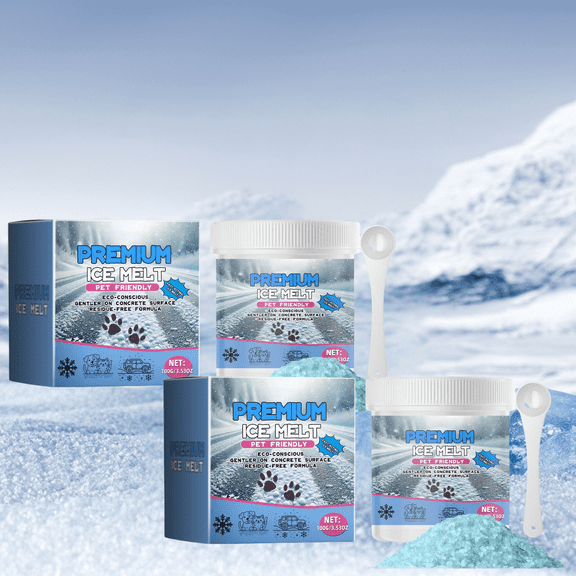 Calcium Chloride Ice Melt - Instant Snow and Ice Melt for Sidewalks, Driveways, Steps, and Parking Lots - Deicer for Concrete, Asphalt, and Other Surfaces - 2 Pack