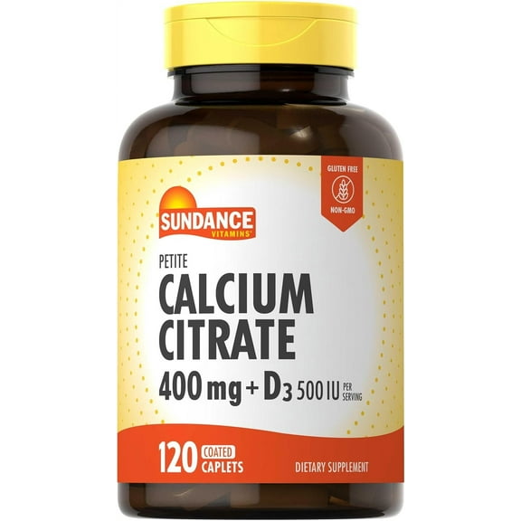 Calcium Citrate 400mg With Vitamin D3 | 120 Caplets | For Men and Women | by Sundance