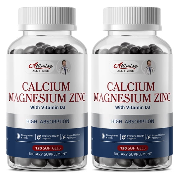 Calcium Magnesium Zinc With D3 Capsule, Vitamin/Mineral Supplement,120 Capsule 2 Pack