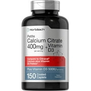 Calcium Citrate & Vitamin D3 | 150 Caplets | Vegetarian Formula | by Horbaach