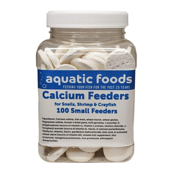 Calcium Enriched Sinking Feeder Disks and Holiday Feeding Food for Shrimp, Snails, Crabs, Crayfish, Hermit Crabs, Plecos, Catfish, all Tropical Fish. 100 Small Discs.... Small Jar