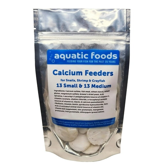 Calcium Enriched Sinking Feeder Disks and Holiday Feeding Food for Shrimp, Snails, Crabs, Crayfish, Hermit Crabs, Plecos, Catfish, all Tropical Fish. 26 Small & Medium Discs.... Bag