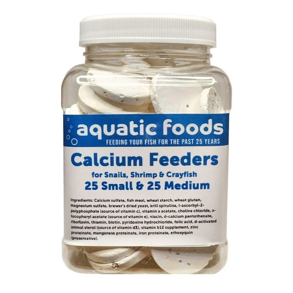 Calcium Enriched Sinking Feeder Disks and Holiday Feeding Food for Shrimp, Snails, Crabs, Crayfish, Hermit Crabs, Plecos, Catfish, all Tropical Fish. 50 Discs.... Small Jar