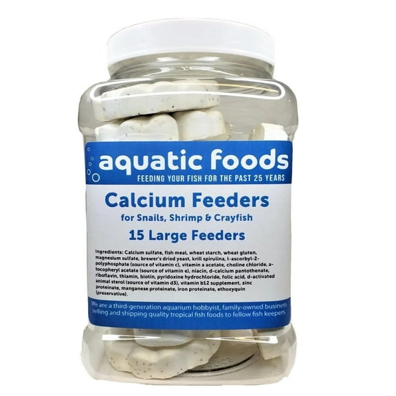 Calcium Feeder Disks  for Shrimp, Snails, Crabs, Crayfish, Hermit Crabs and all Tropical Fish, 15 Count Jar of Large