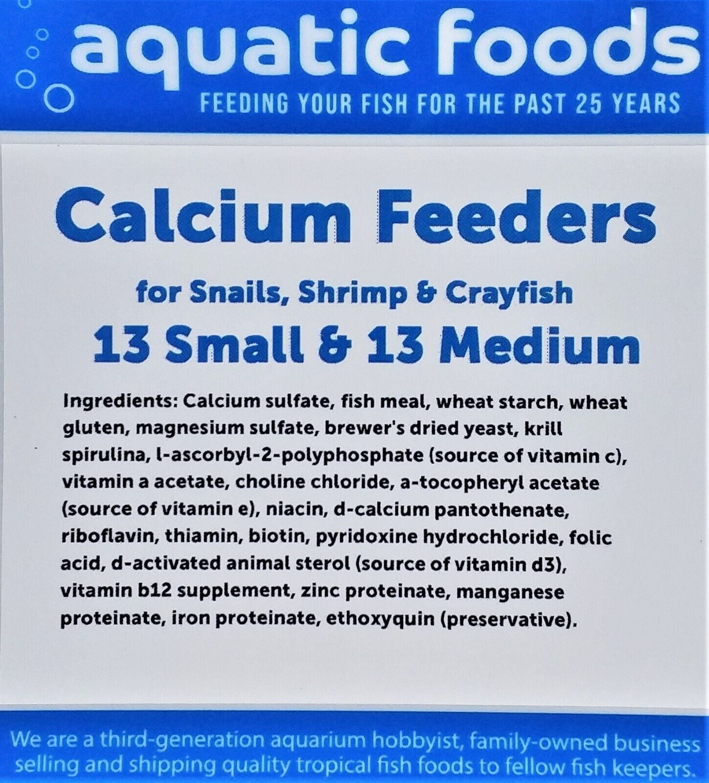 Calcium Feeder Disks  for Shrimp, Snails, Crabs, Crayfish, Hermit Crabs and all Tropical Fish, 26 Count Bag of Small & Medium