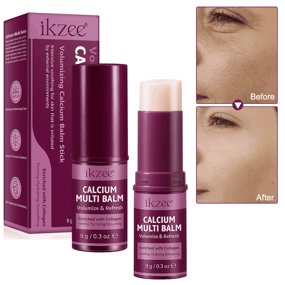 Calcium Firming Balm Stick with Collagen, Hydrating & Smoothing Moisturizer for Dry Skin - 2PACK