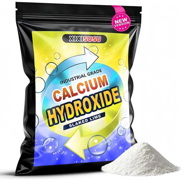 Calcium Hydroxide - Industrial Grade Slaked Lime Powder - High Purity for Water Treatment, Construction, pH Adjustment Hydrated Lime Ca(OH) 2 - Lab & DIY Applications (2 Pounds)