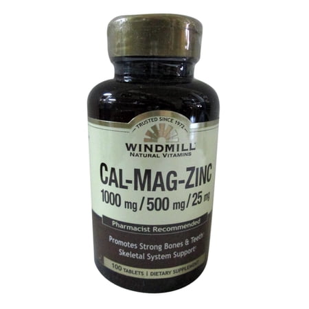 Calcium Magnesium Plus Zinc Tablets By Windmill - 100 Ea, 2 Pack