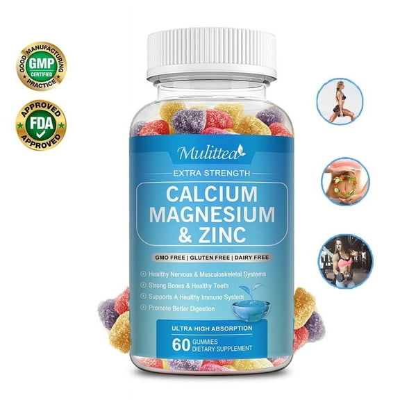 Calcium Magnesium Zinc Gummies,with Vitamin D3 - Support Bone Immune Muscle Health