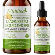 Liquid D3 K2 Drops with Magnesium Glycinate, Zinc & Sea Moss - Potassium Magnesium Drops Plus D3 K2 - Bone, Muscle & Immune Support - 30 Servings, Lemon Flavor
