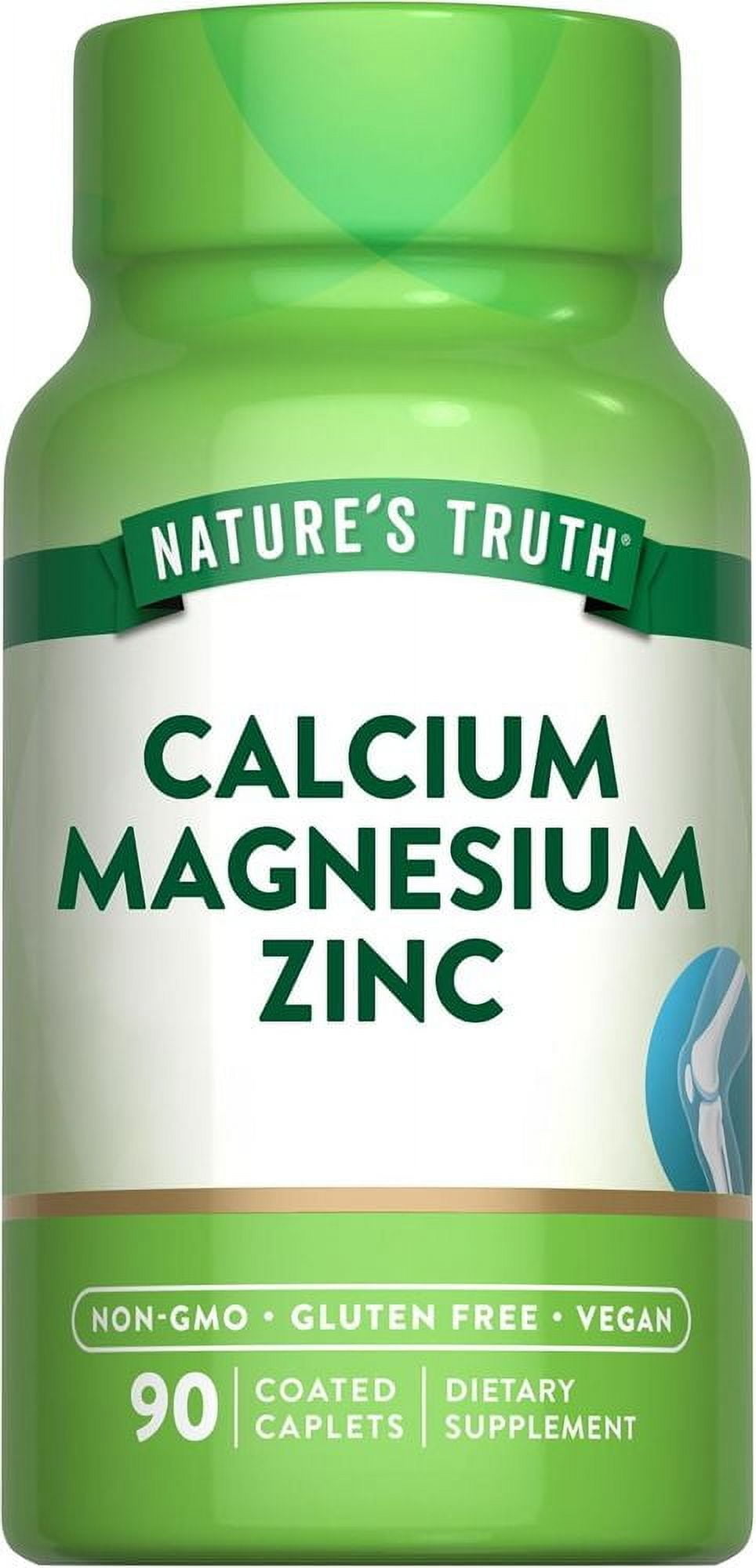 Nature's Truth Calcium Magnesium Zinc Supplement, Vegan Caplets, 90 ...