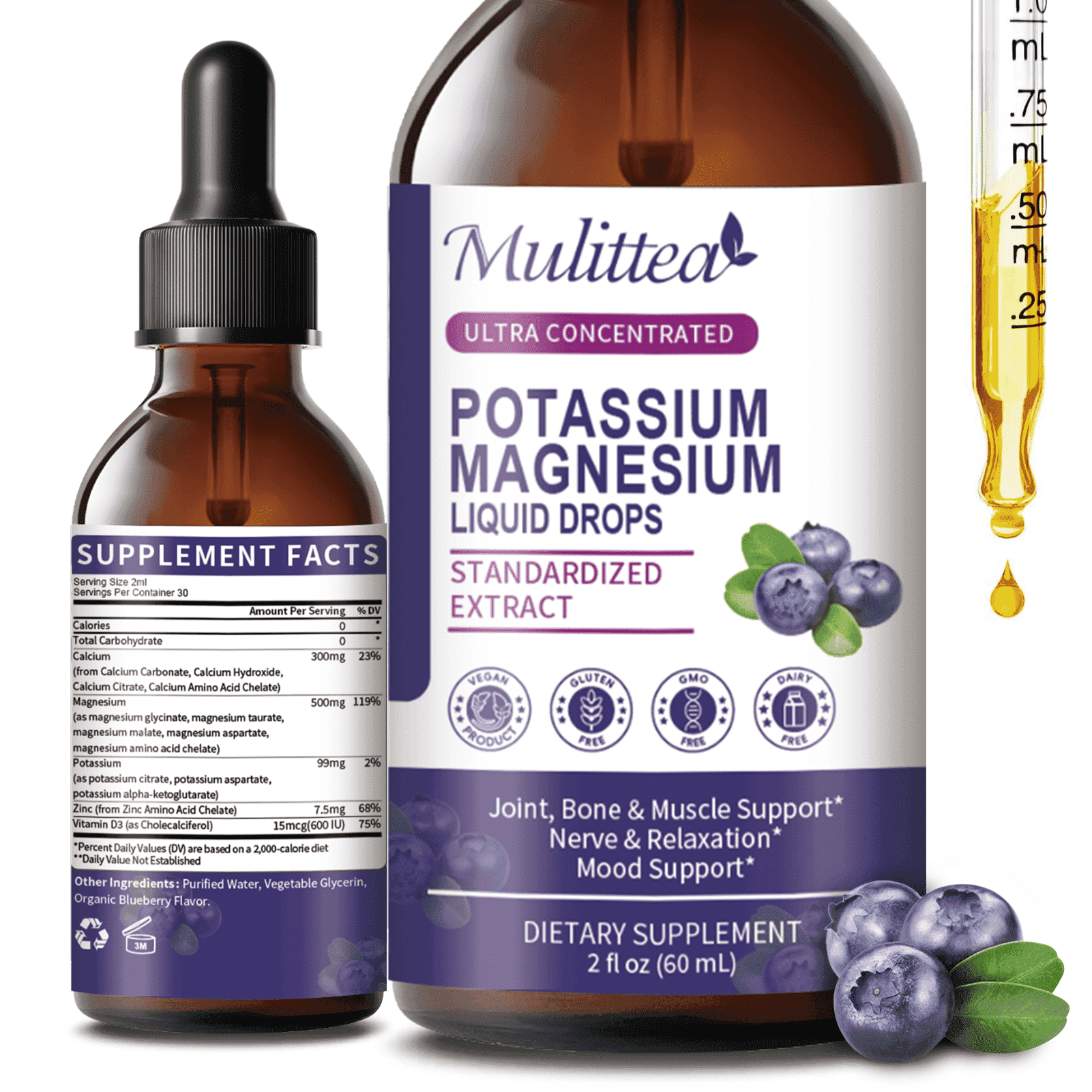 Potassium Magnesium Liquid Drops with Calcium, Zinc, Vitamin D3 ...